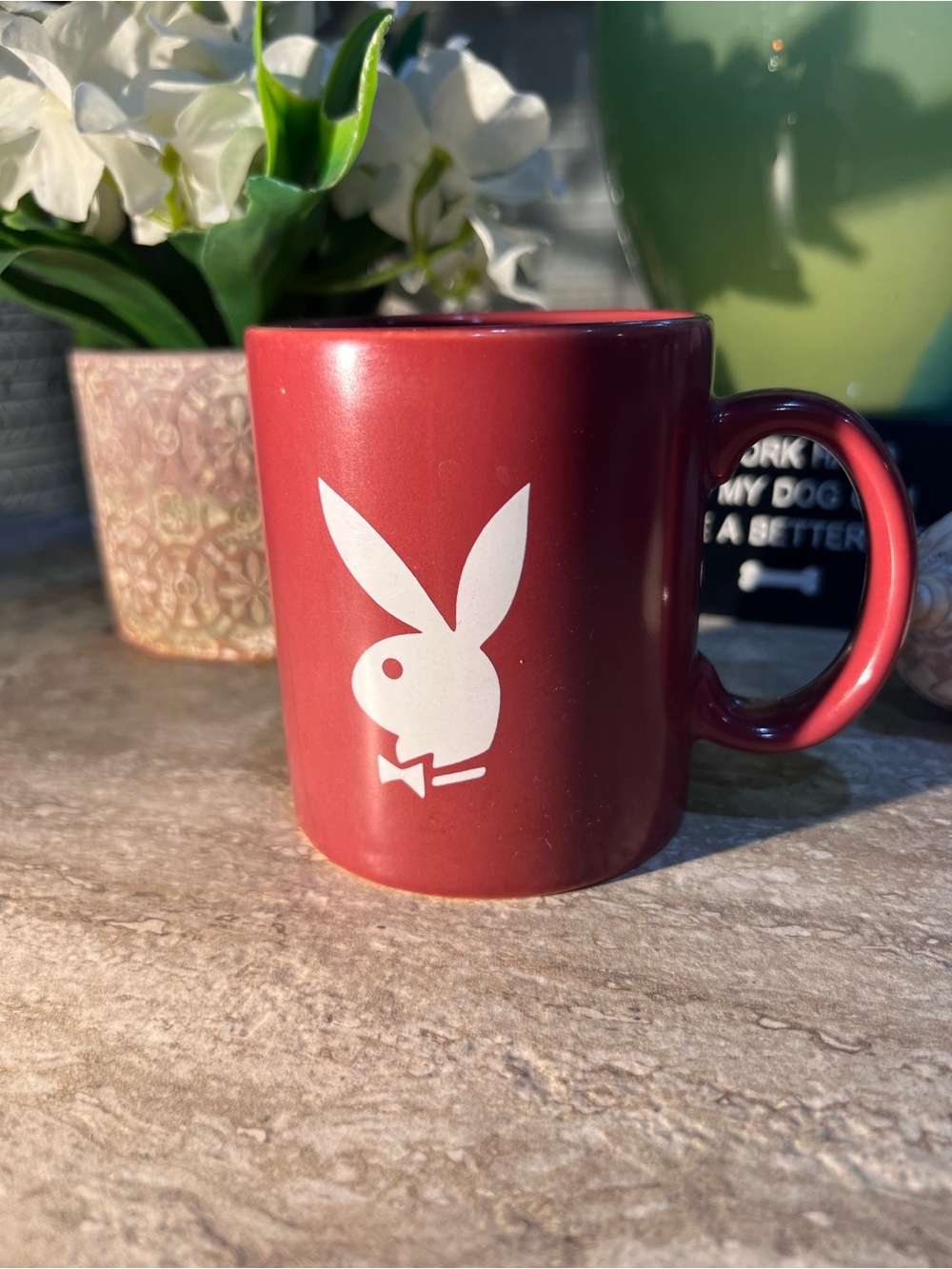 PLAYBOY Vintage Maroon Mug with White Bunny Logo